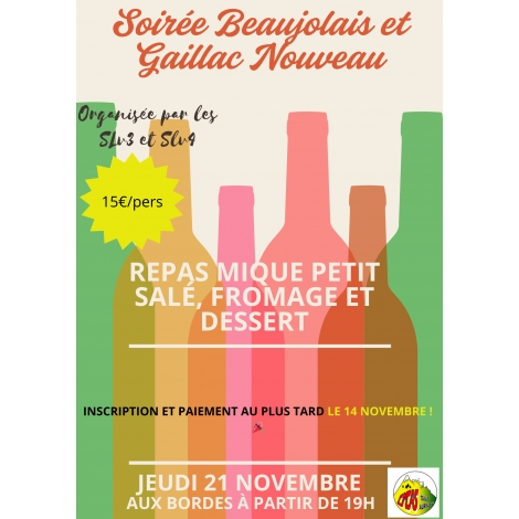 soirée Beaujolais Nouveau aux BORDES 21/11/2024