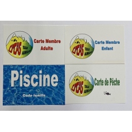 CARTE MEMBRE - PECHE - BADGE PISCINE