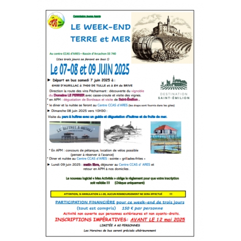 ARES WEEK-END TERRE et SAM 07 au 09 06 2025
