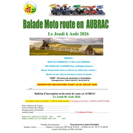 BALLADE MOTO AUBRAC le 6 aout 2026