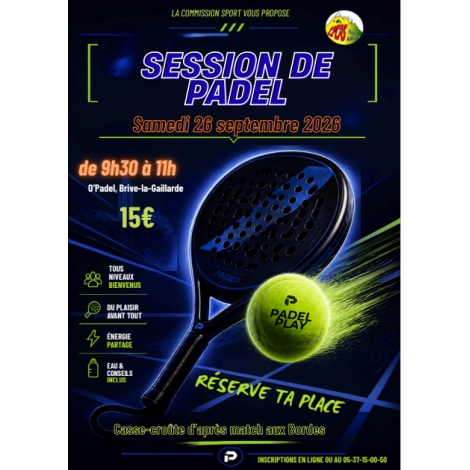 SESSION DE PADEL le 26-09-2026