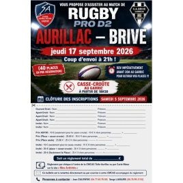 MATCH RUGBY BRIVE-AURILLAC le 17-09-2026